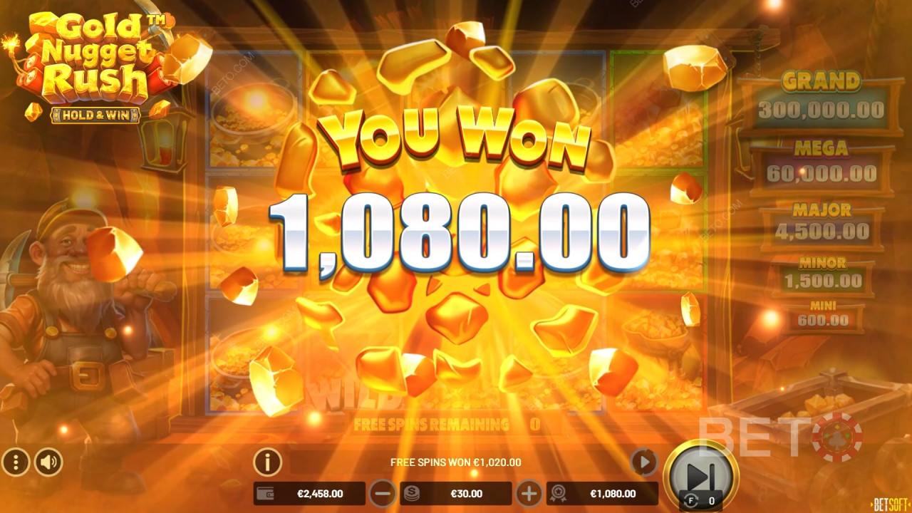 Vind 10.000x din indsats i Gold Nugget Rush spilleautomaten!