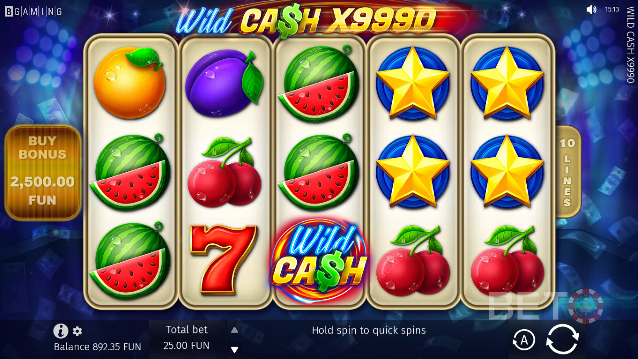 Wild Cash x9990 minder om en klassisk spillemaskine