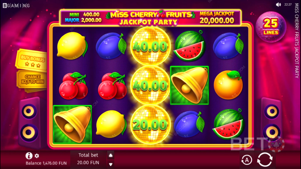 Frøken Kirsebær Frugter Jackpot Fest: RTP på 96,13% og høj volatilitet