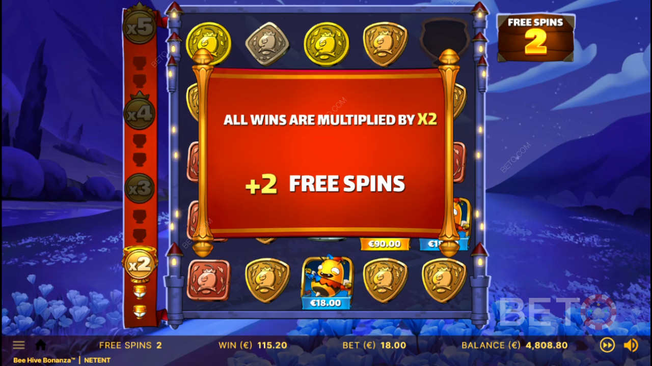 Saml scatters for at forlænge free spins og øge gevinstmultiplikatoren