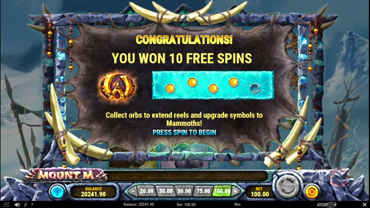 Få 3 eller flere Scatters for at udløse Free Spins-bonus