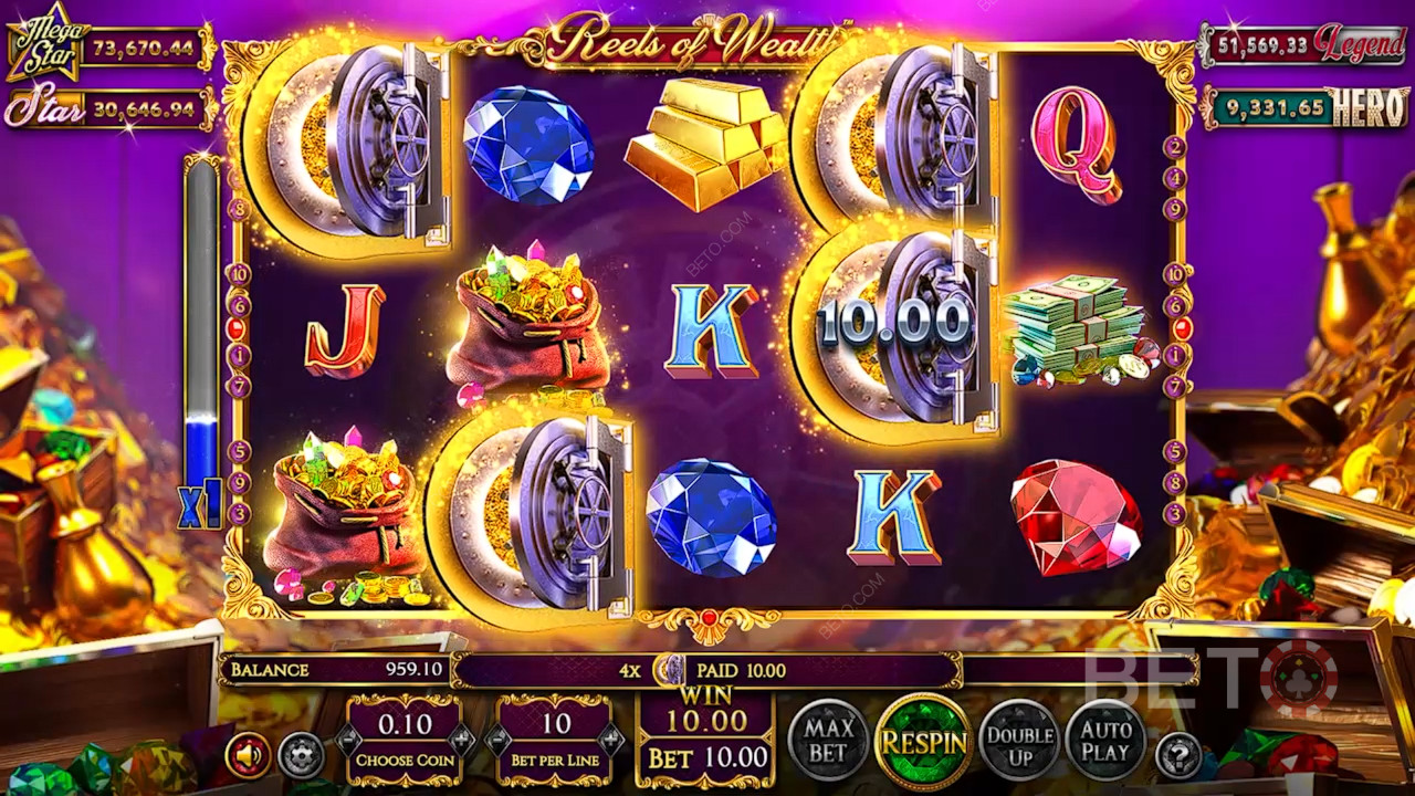 Scatter-symbolet giver gevinst overalt i Reels of Wealth-spilleautomaten
