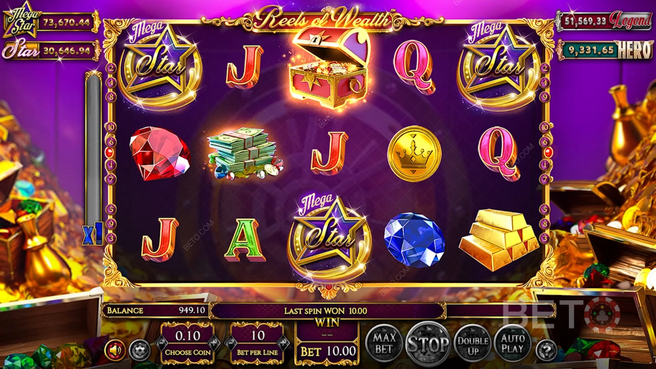 3 eller flere Megastar bonussymboler udløser Gratis Spins