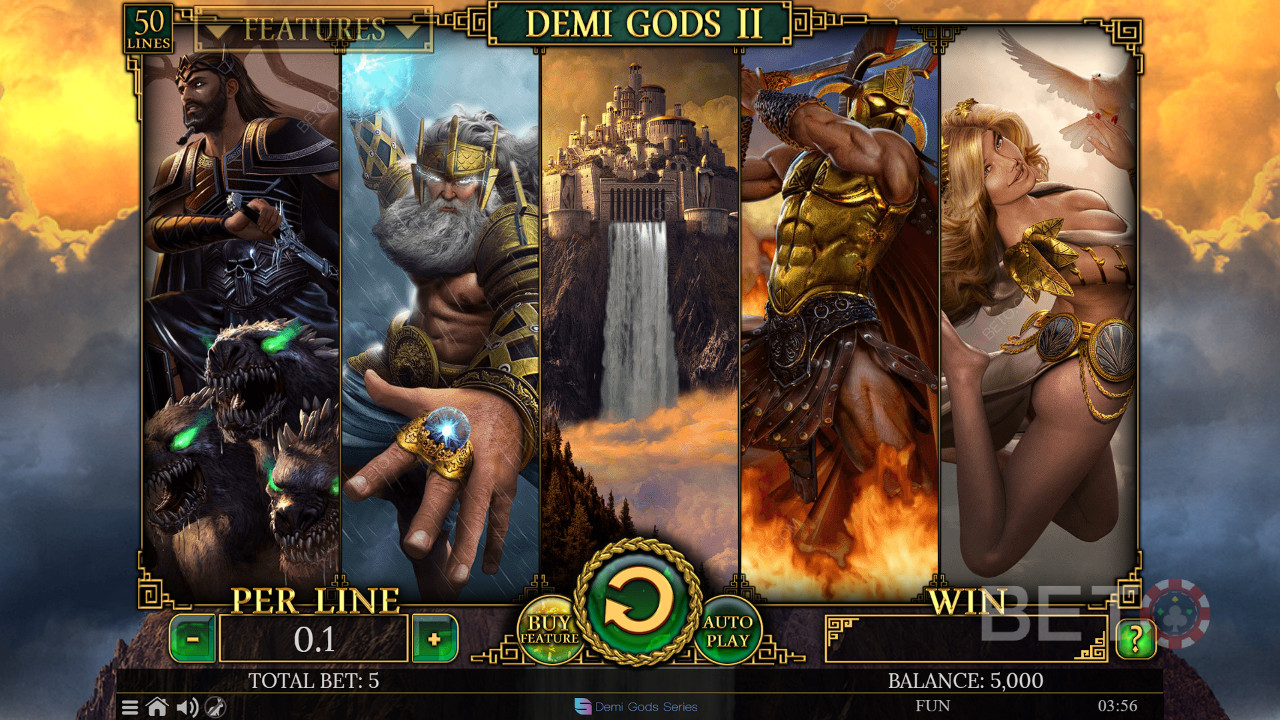 Nyd et pragtfuldt tema i Demi Gods II spilleautomat