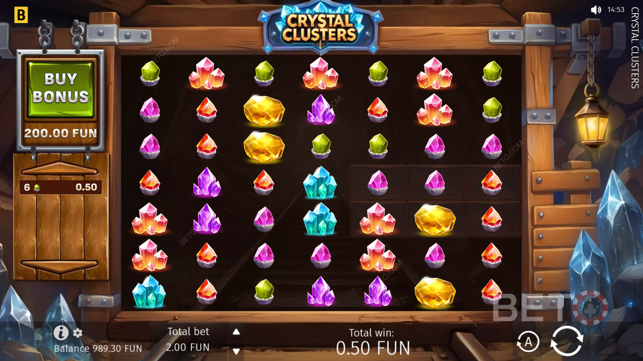 Bonusfunktioner Forklaret i Crystal Clusters fra BGaming