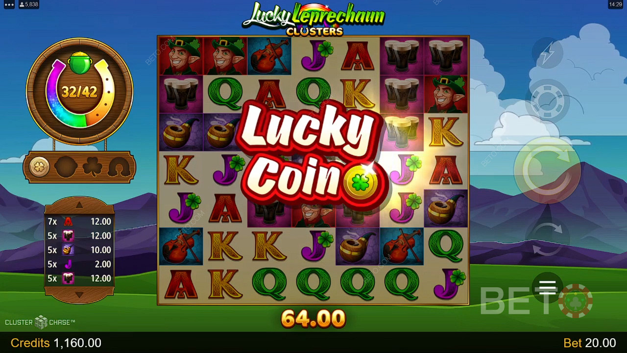 Vind 4.600 gange din indsats i Lucky Leprechaun Clusters spilleautomat!