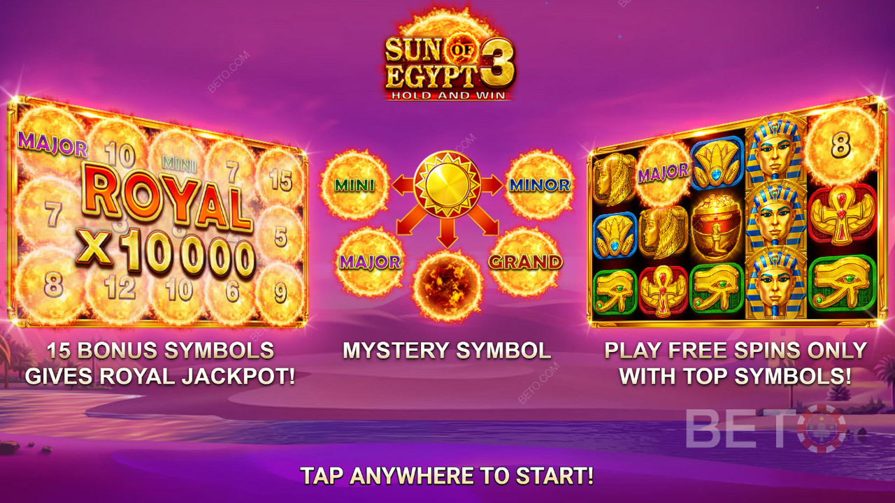 Vind 10.000x Din Indsats i Sun of Egypt 3 Spilleautomat!