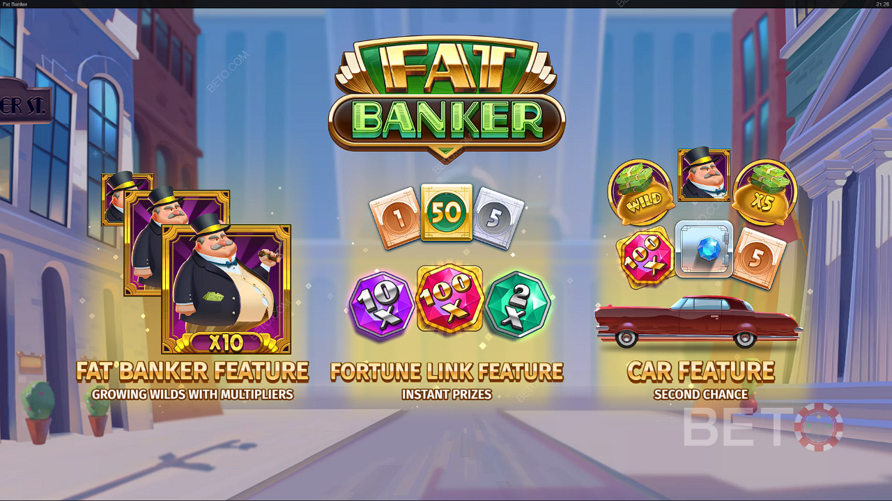 Nyd en masse fantastiske funktioner som Fat Banker bonussen og Fortune Link funktionen
