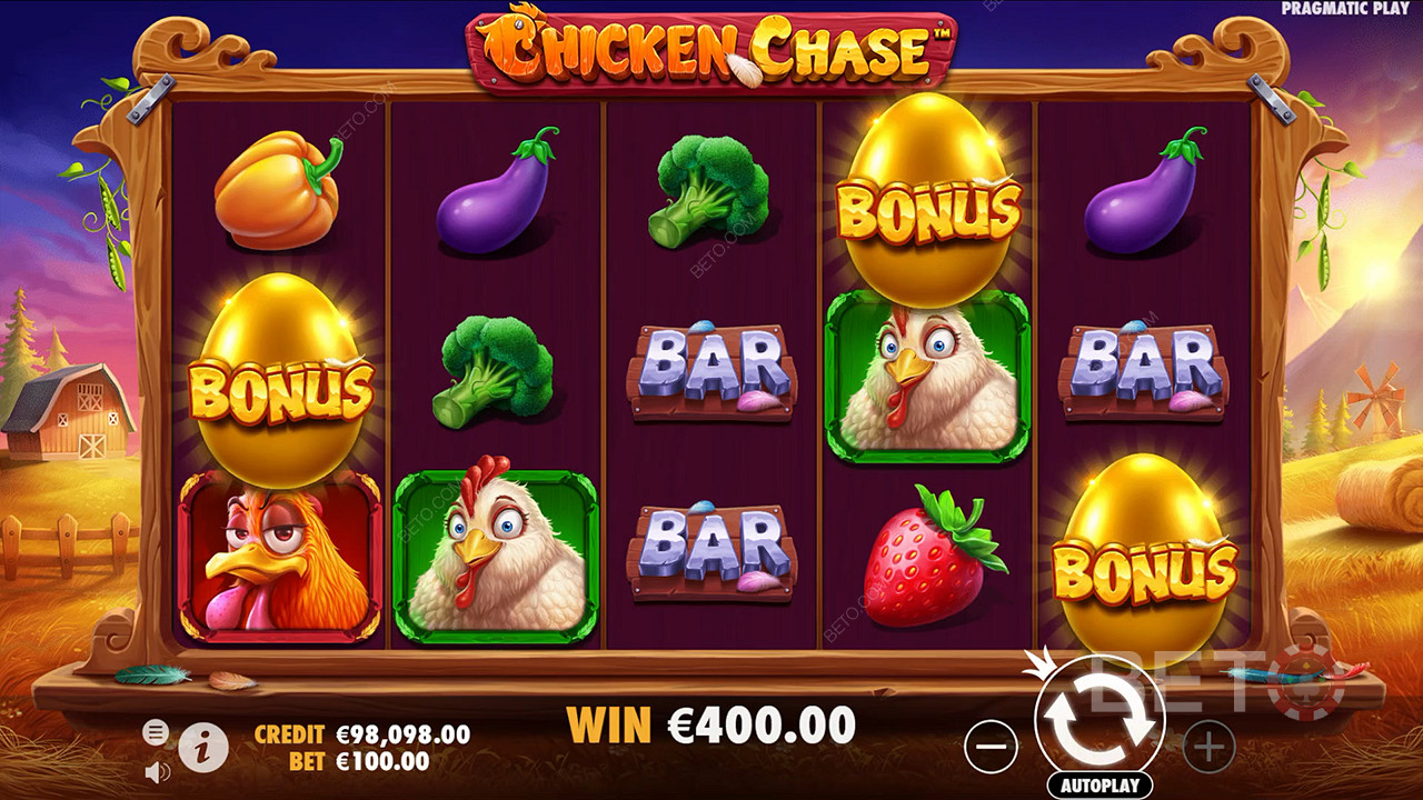 Vind 210x Din indsats i Chicken Chase spilleautomaten!