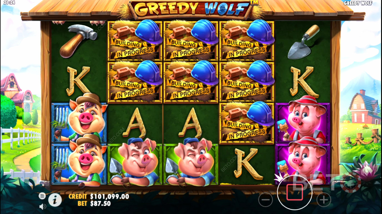6 eller flere Scatters udløser Free Spins på Greedy Wolf spilleautomaten