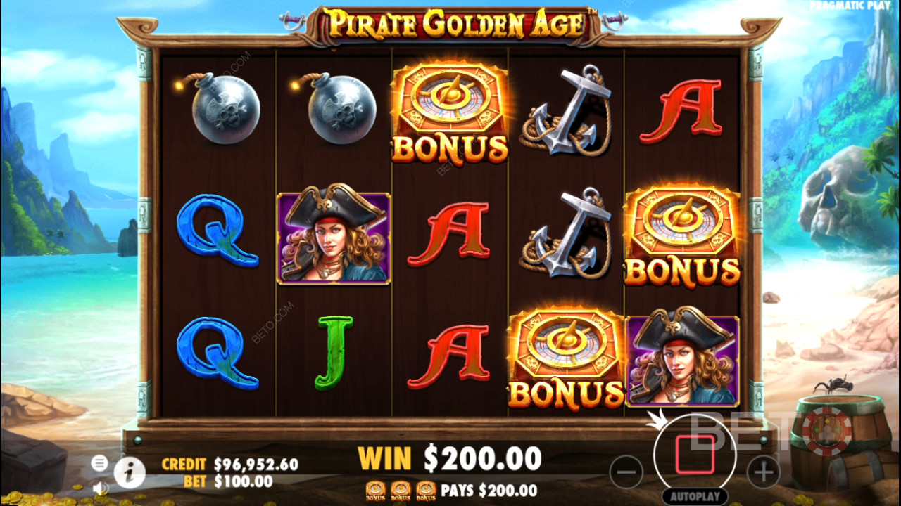 3 eller flere bonussymboler udløser gratis spins-bonus