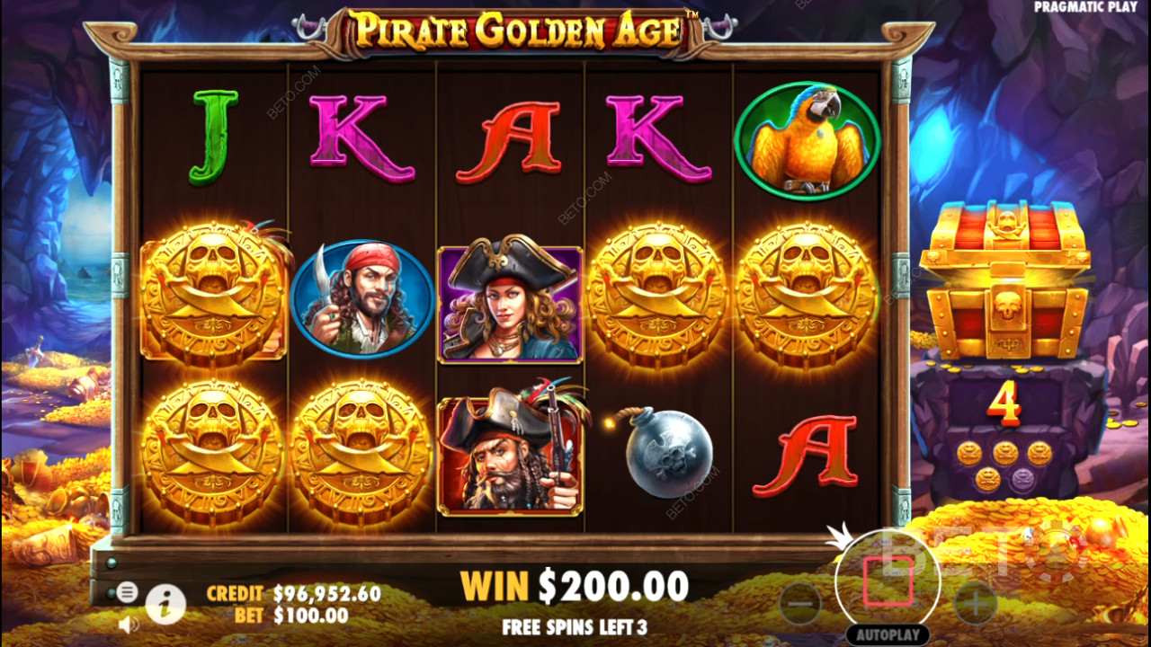 Mystiske symboler dukker ofte op i gratisrunderne i Pirate Golden Age