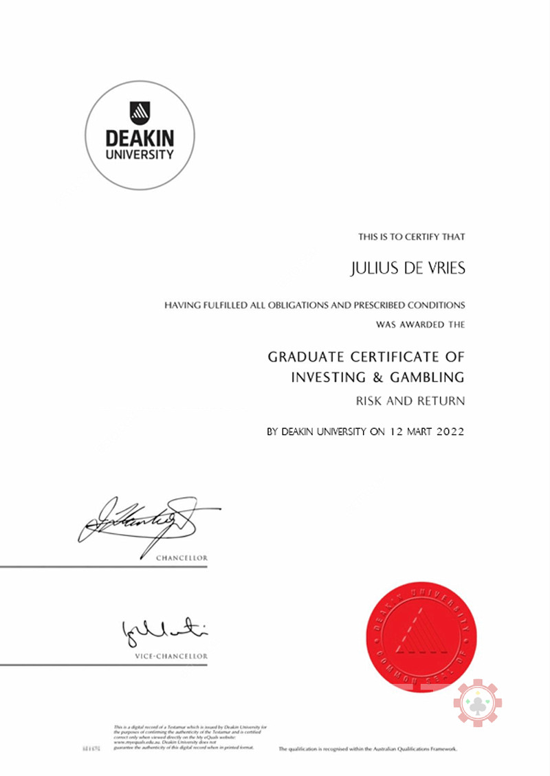 Julius de Vries - Certificering hos Deakin University