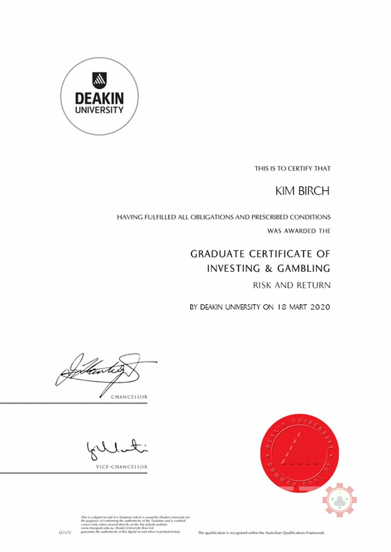 Kim Birch - Certificering hos Deakin University