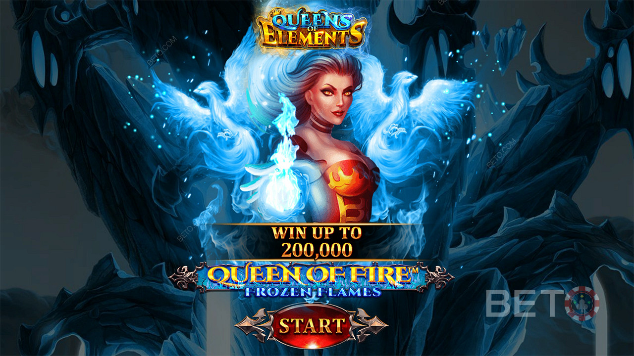 Vind op til 2.000 gange din indsats i spilleautomaten Queen of Fire - Frozen Flames