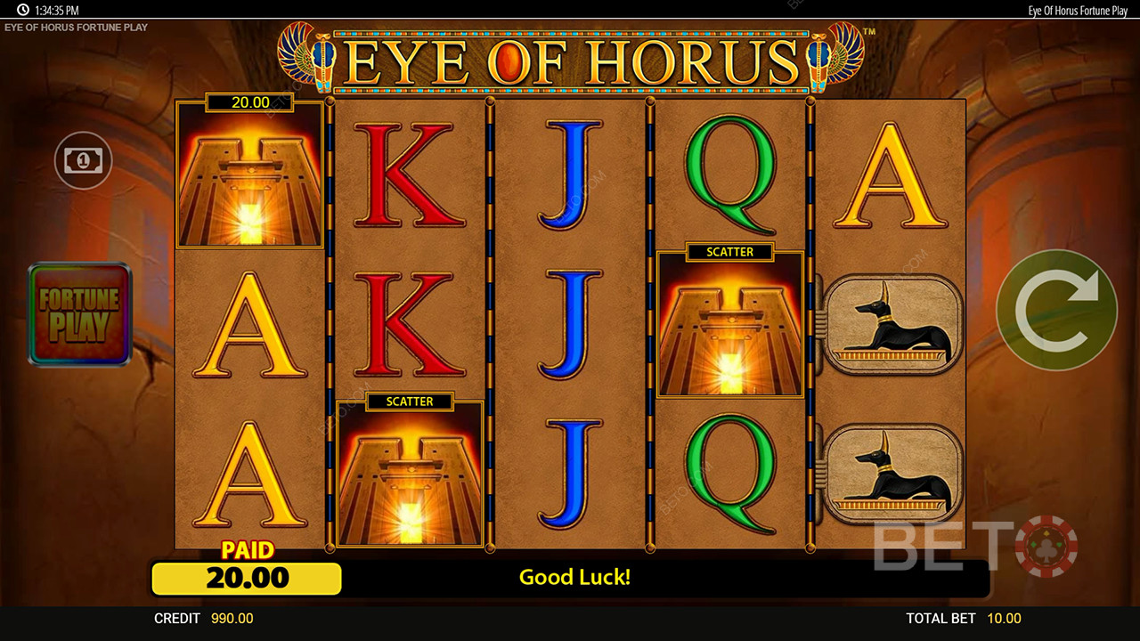 Anmeldelse af Eye of Horus Fortune Play Spilleautomat
