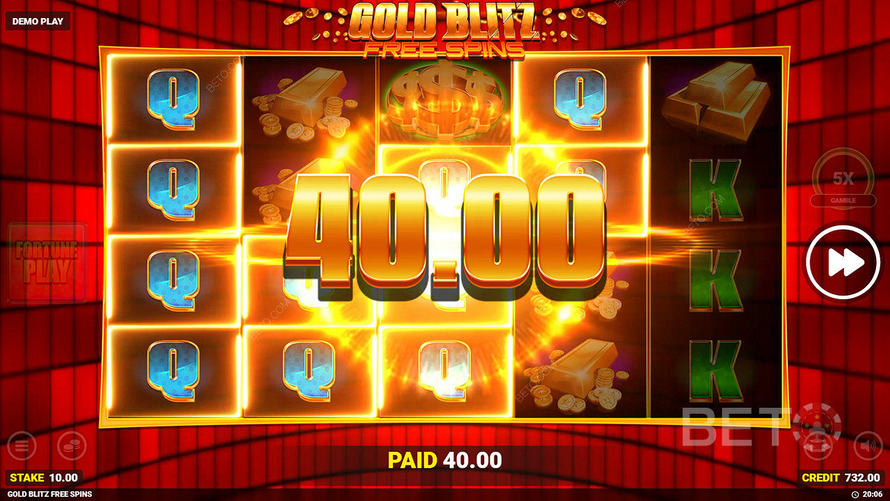 Vind 50.000 gange din indsats i Gold Blitz Gratis Spins!
