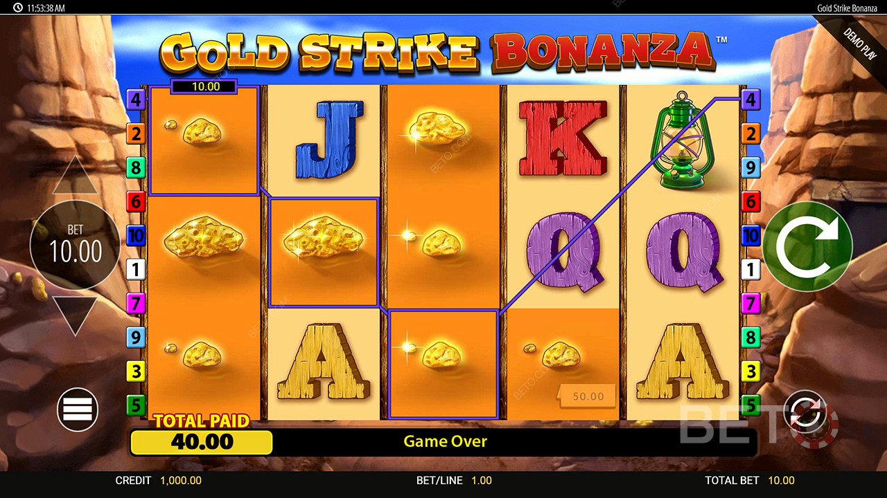 Vind 2.500x Din Indsats i Gold Strike Bonanza Fortune Play Spilleautomat!