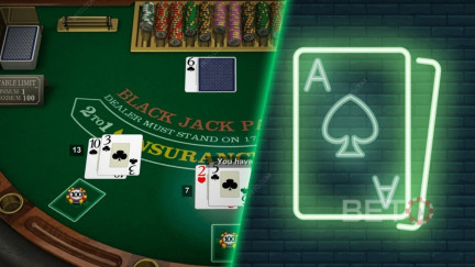 Blackjack-kortværdier og indsatsmuligheder er ens med eller uden rigtige dealere.
