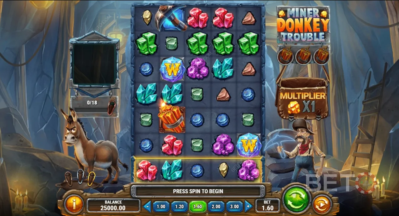 Eksempel på gameplay i Miner Donkey Trouble