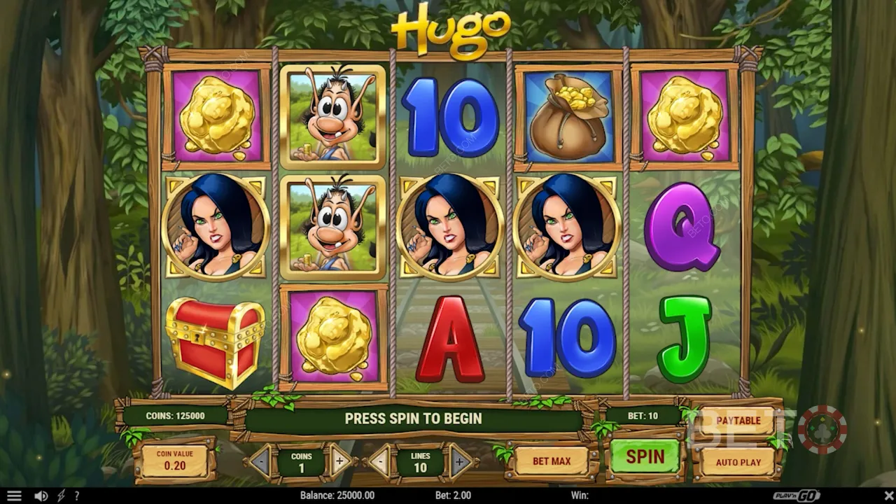 Hugo - gameplay video fra spillemaskinen