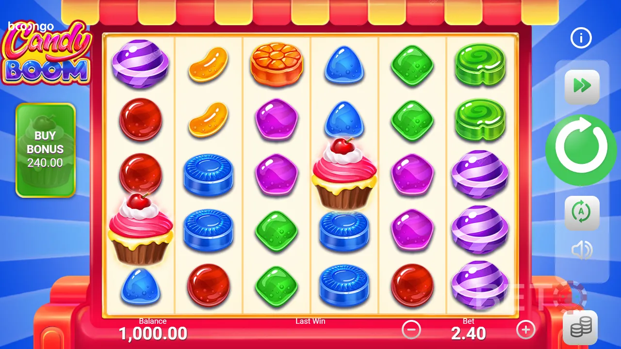 Eksempel på gameplay i Candy Boom, der viser farverig grafik